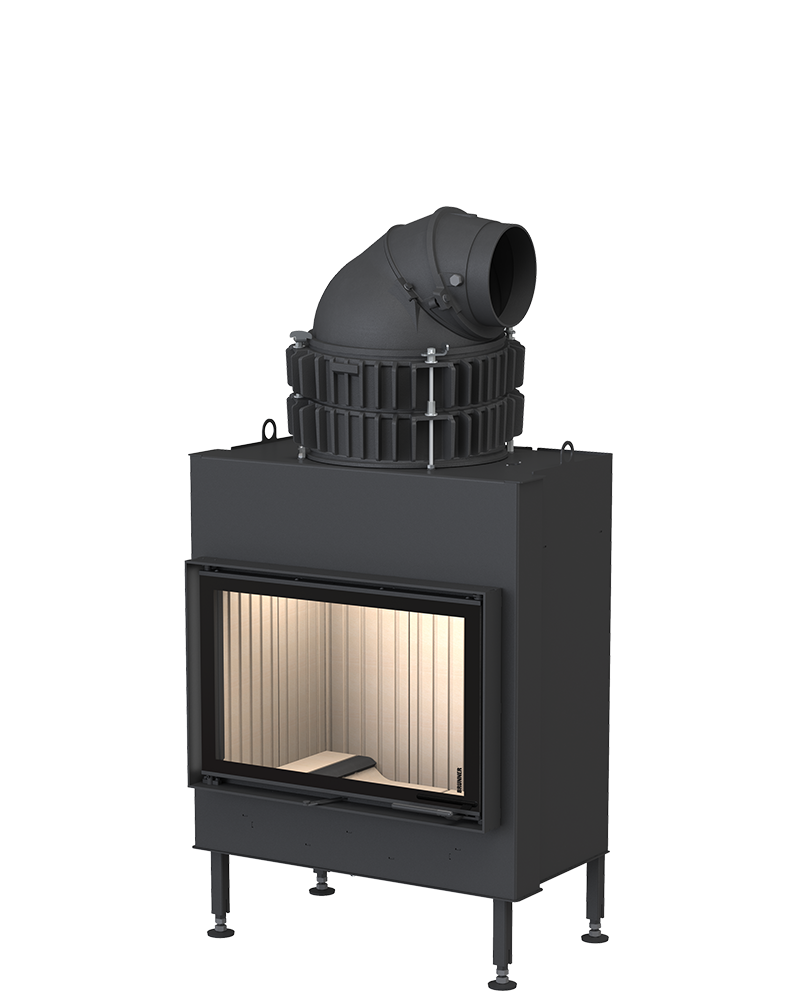 Flacher Kamineinsatz BKH 42-66 mit Guss Modulringen