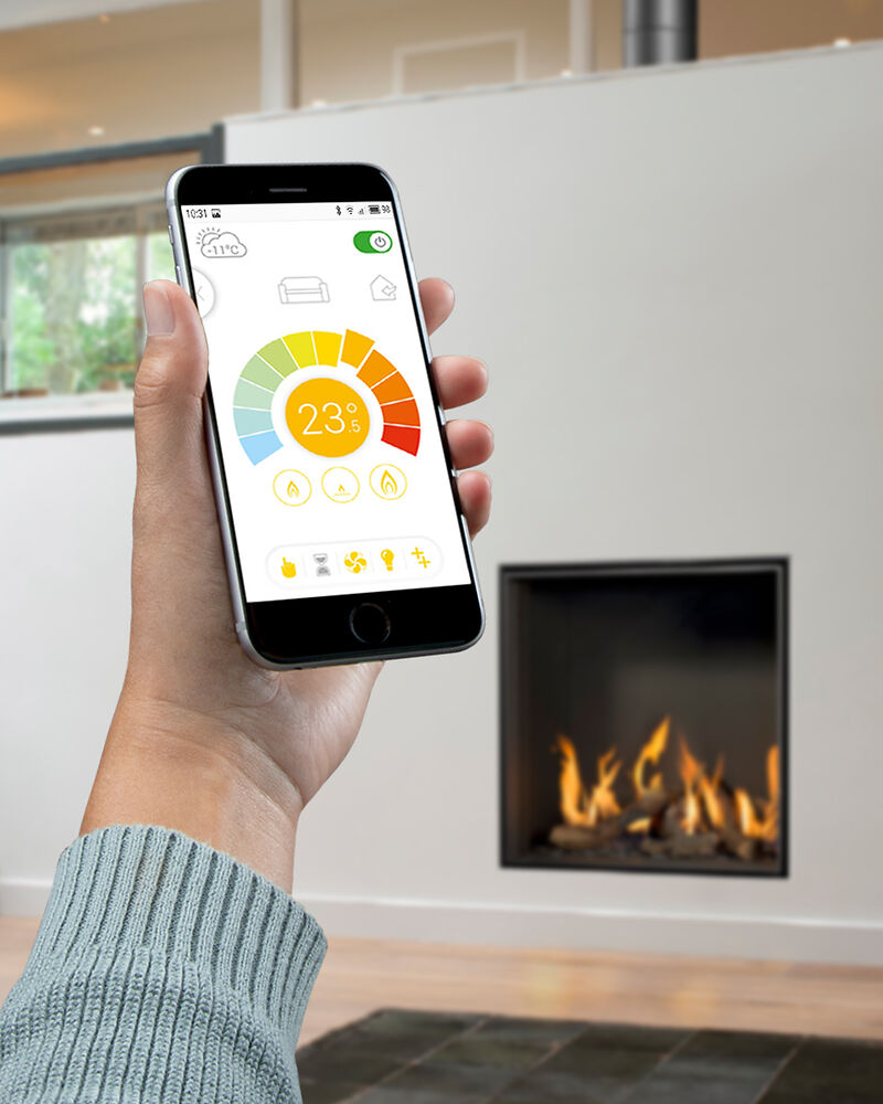 Gaskaminsteuerung auf Smartphone
