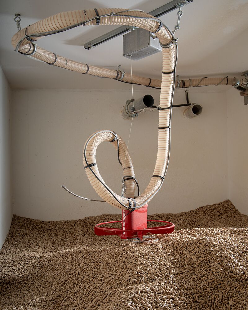 Pellet storage with mole