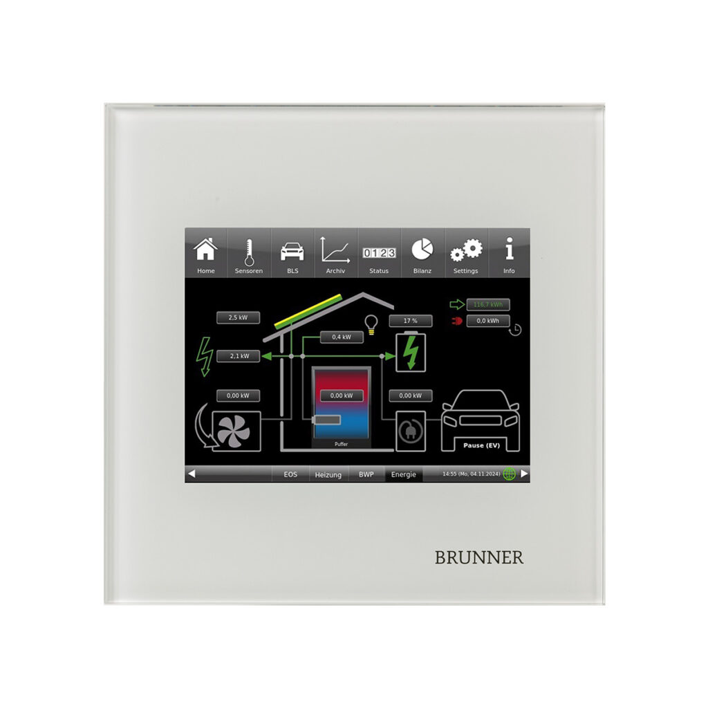 Energiemanager Displayansicht vor weißem Hintergrund