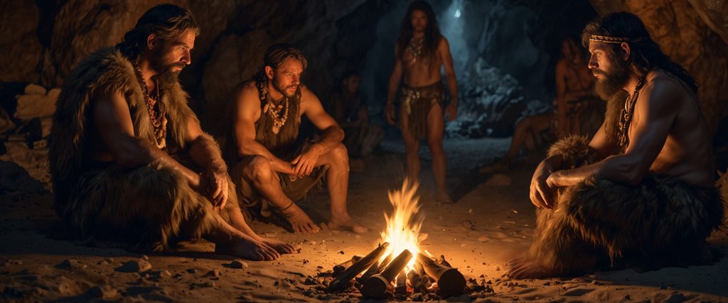 Höhlenmenschen am Lagerfeuer