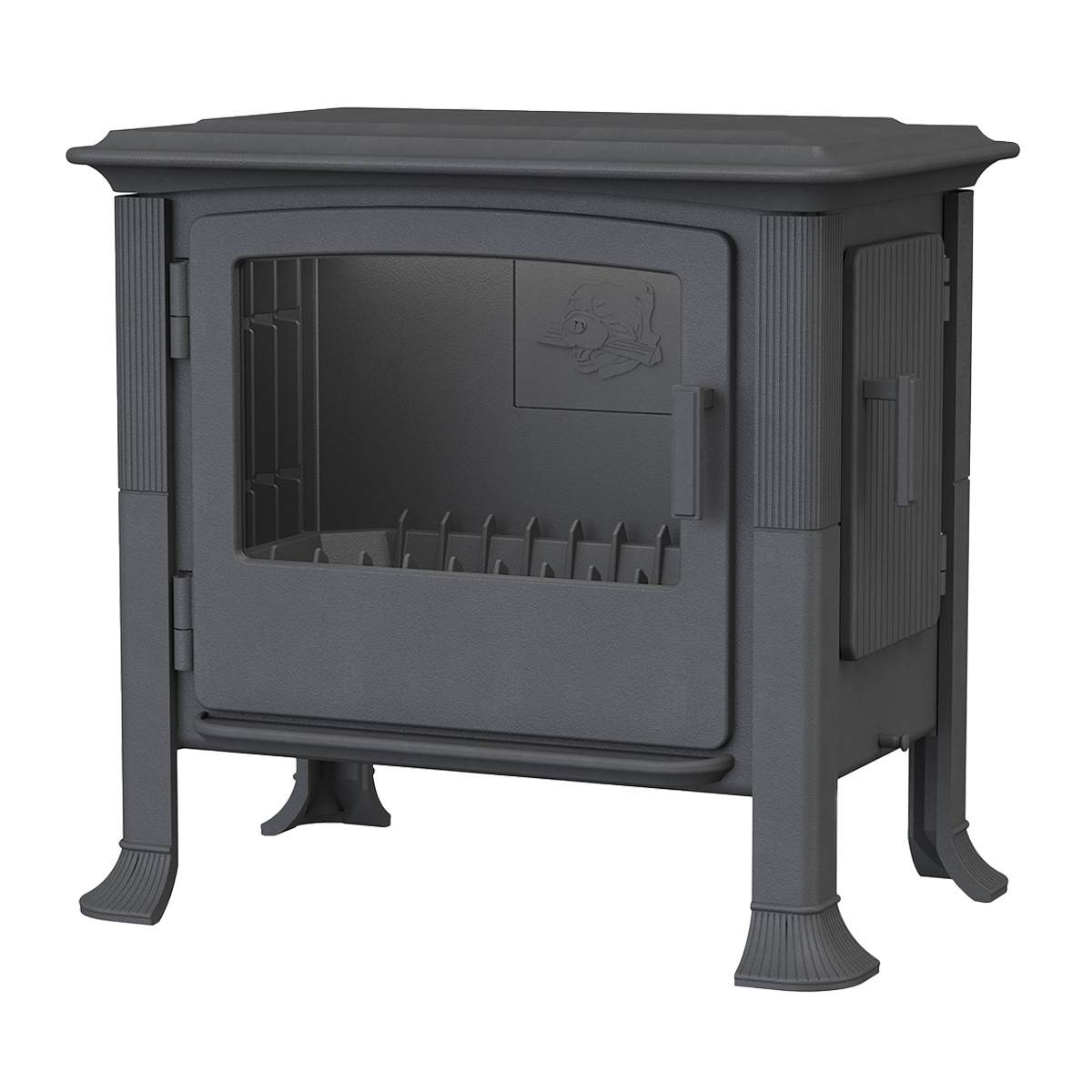 Kaminofen Iron Dog N04 vor weißer Wand