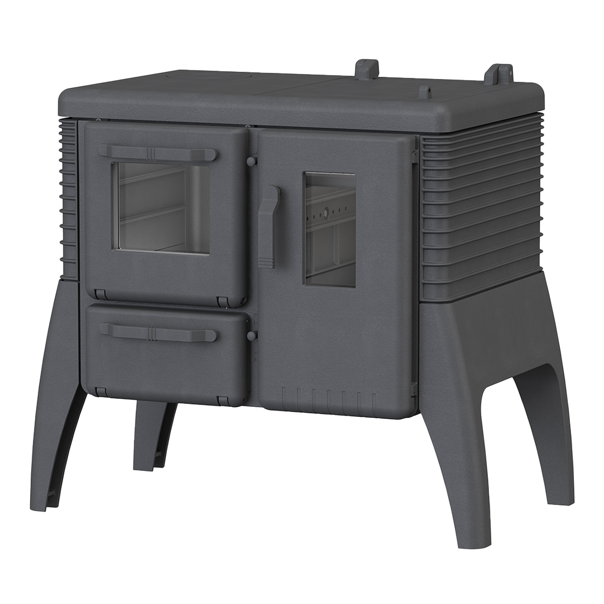 Kaminofen Iron Dog N06 vor weißer Wand