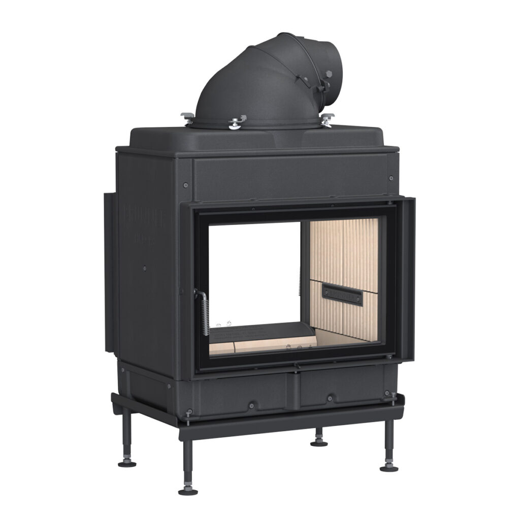 Kachelofen flach HKD 13 PLUS als Tunnel vor weißem Hintergrund