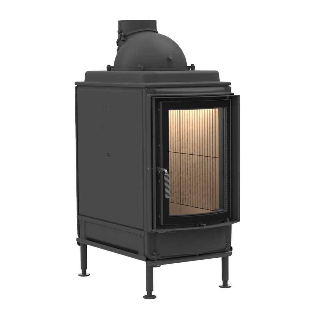 Kachelofen flach HKD 2.2 vor weißer Wand