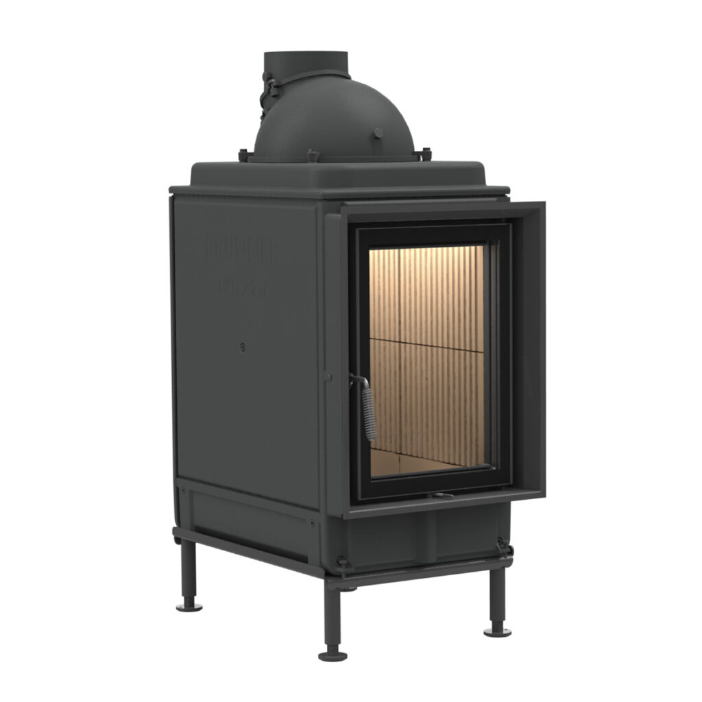 Kachelofen flach HKD 2.2 vor weißer Wand