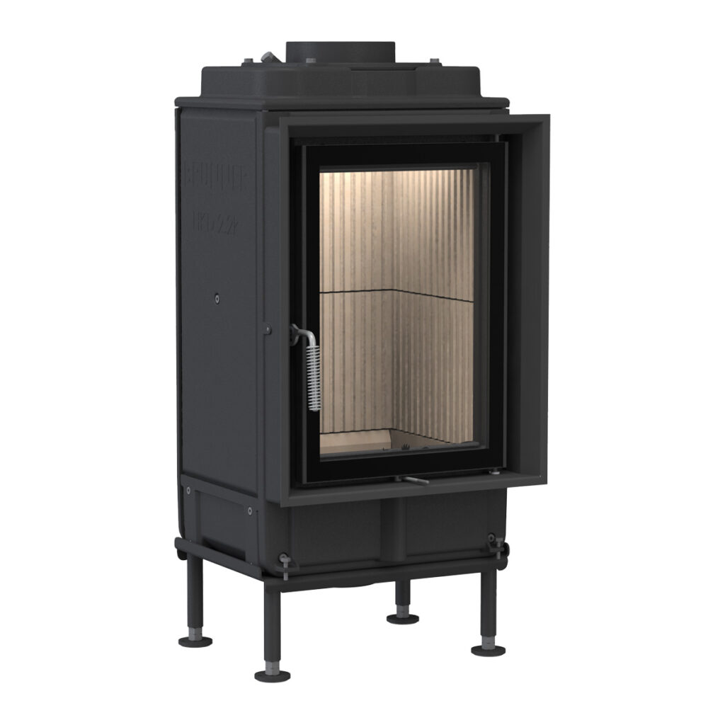 Kachelofen flach HKD 2.2 vor weißer Wand