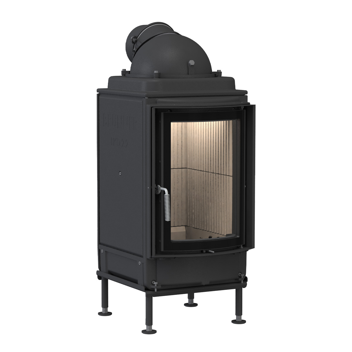 Kachelofen flach HKD 2.2 vor weißer Wand