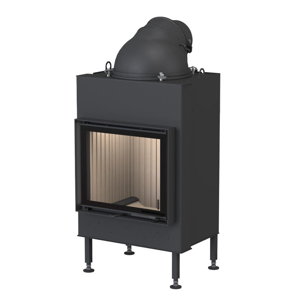 BRUNNER Kamin flach 42-50 vor weißer Wand