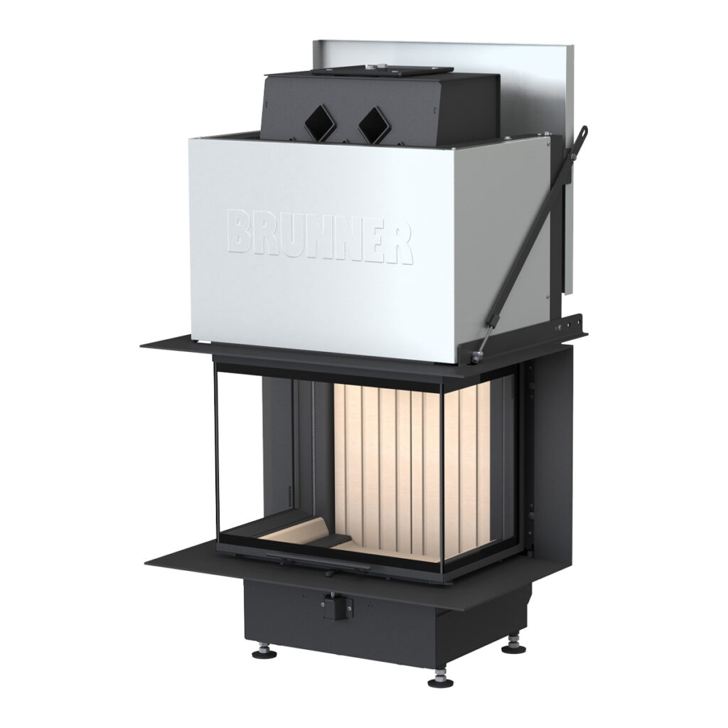 BRUNNER Kamin Panorama BKH-45-35-60-45 vor weißer Wand