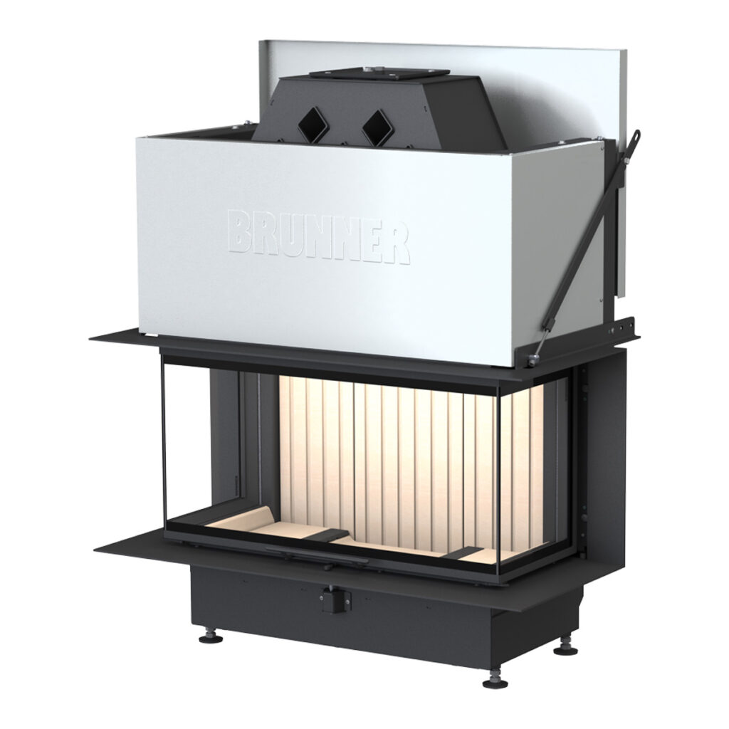 BRUNNER Kamin Panorama BKH-45-35-90-45 vor weißer Wand