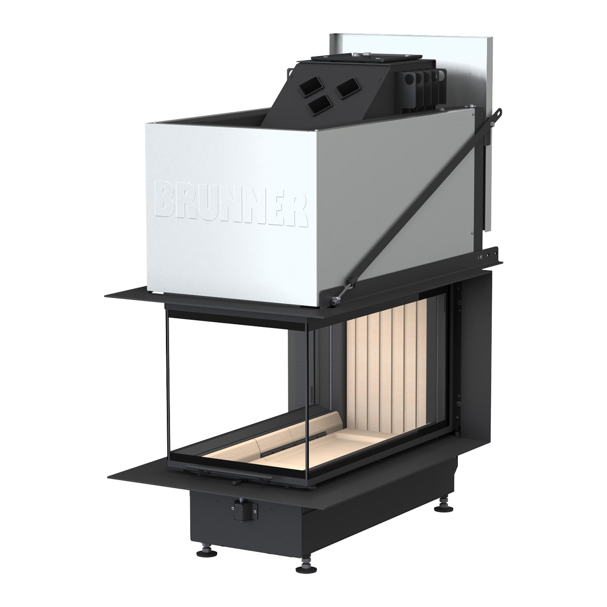 BRUNNER Kamin Panorama BKH-45-80-45-80 vor weißer Wand