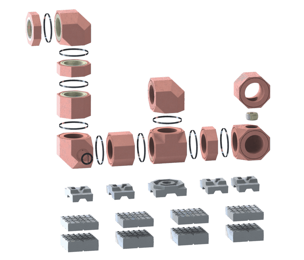 MSS Modulsteine für den Grundofen als Explosionszeichnung