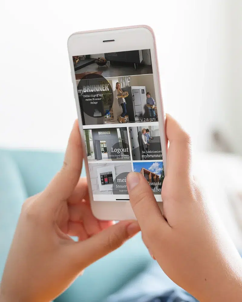 Startseite myBRUNNER-App auf Smartphone